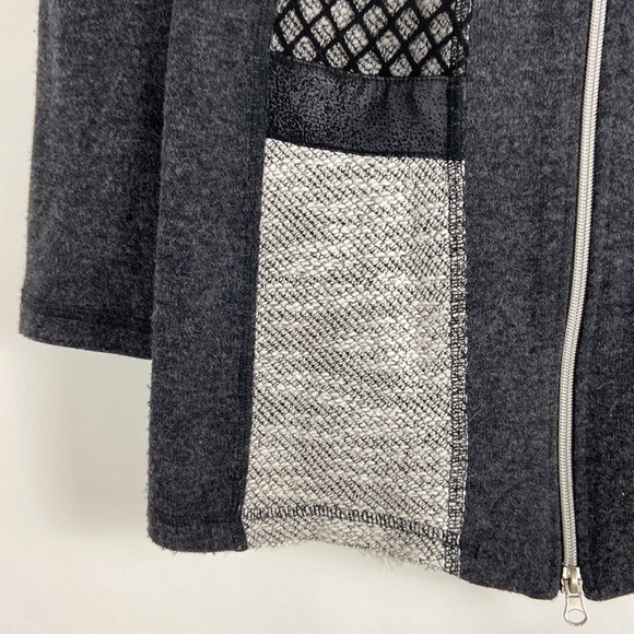 MICHAEL Tyler Full Zip Jacket Gray Black Abstract Patchwork Art To Wear Cardigan - Picture 6 of 16
